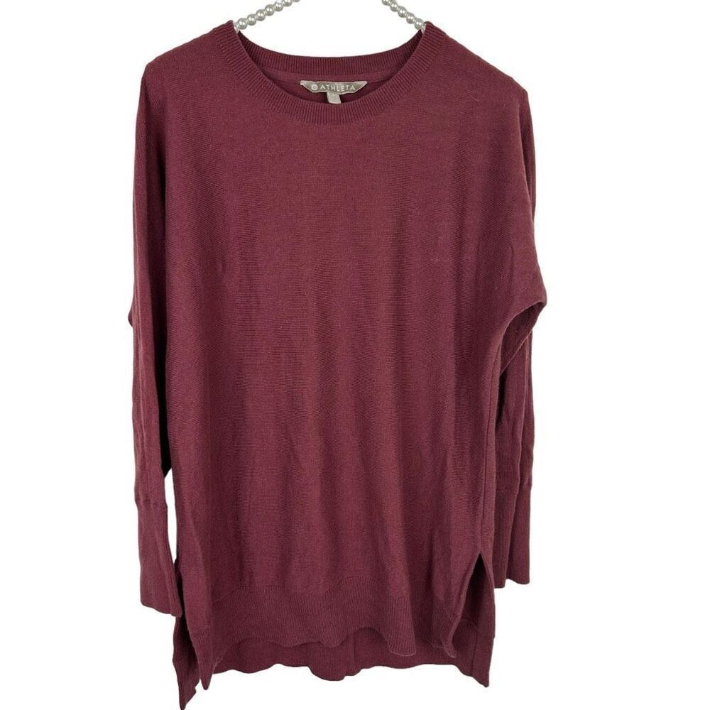 Athleta Perspective Wool & Cashmere Sweater red burgundy size S Relaxed Casual S